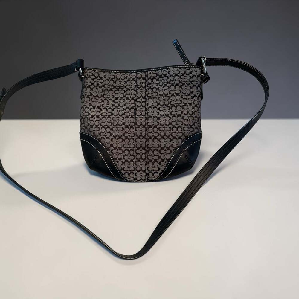 Coach Signature Jacquard Canvas Crossbody Bag with Leather Trim